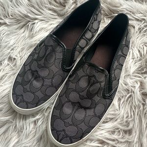 Coach signature slip ons 🖤